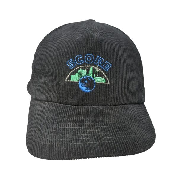 Score Snapback Hat Black One Size Adjustable Corduroy Embroidered - Picture 1 of 8